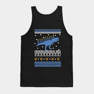 Menorasaurus Funny Hanukkah Fun T Rex Dinosaur Menorah Tank Top